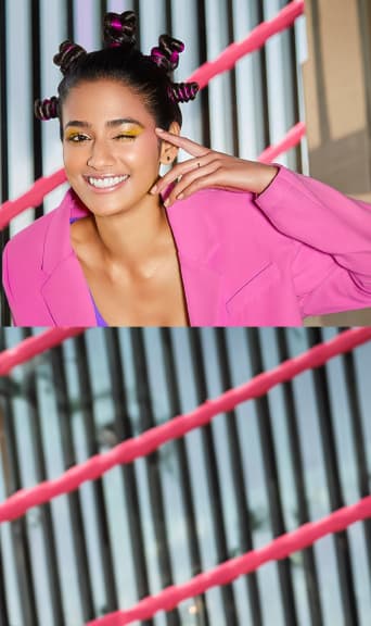 Woman in funky hairstyle